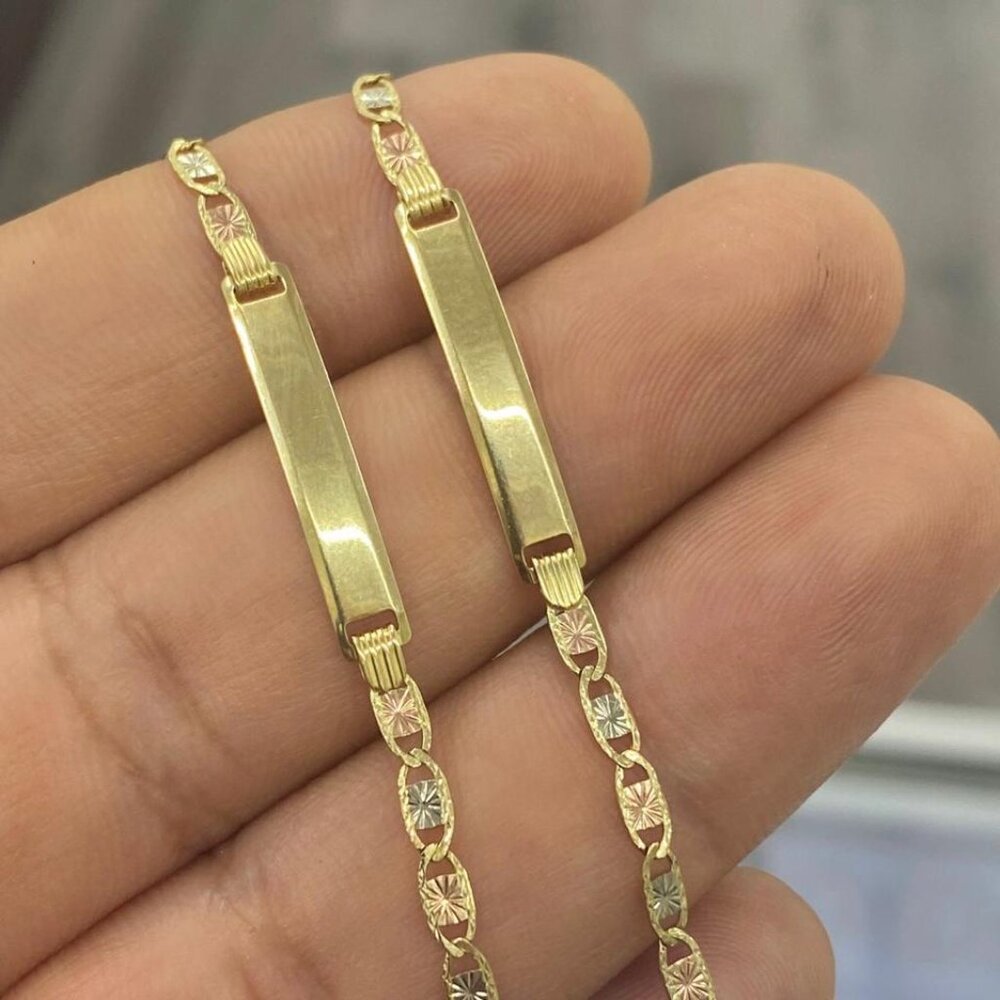 Baby ID Bracelet 5.5 10K Real Gold For Newborn Pulsera de Oro Real Para Bebés - Picture 3 of 8
